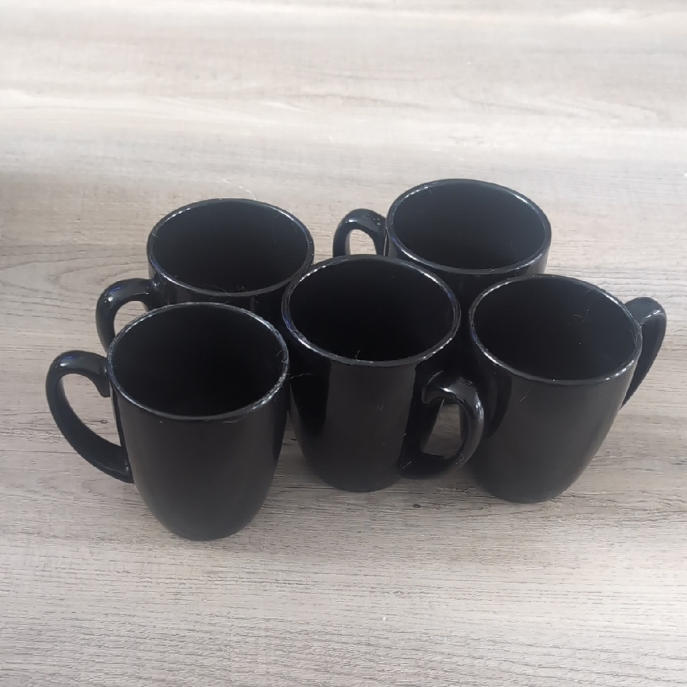 Corelle Black Ceramic Mug Set - 5pcs